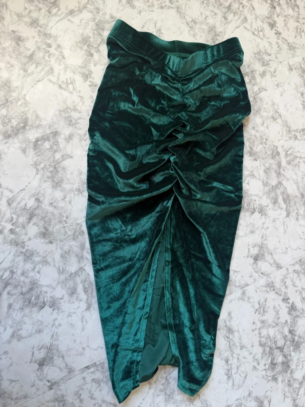 LYANER Emerald Green Velvet S Pencil Skirt - Women